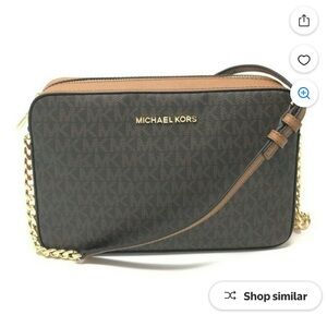 Michael Kors Jet Set East West Crossbody Bag Brown/Gold Large NWT